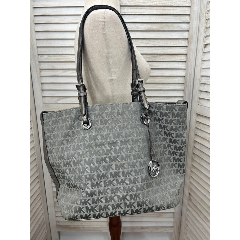 Michael Kors Tote Bag XL Large Grey Monogram Laptop Shoulder Bag Work Bag Travel